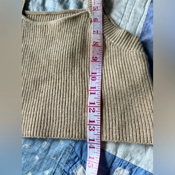 Zara Womens Tan Ribbed Knitted Summer Beach Cute Crop Tank Top Small - Picture 8 of 9